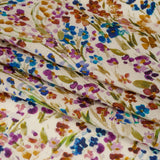 Cotton Crepe - Cream and Rainbow Painted Flowers - Mood Exclusive Prismatic Petals Print