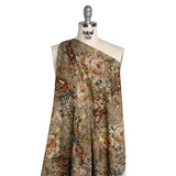 Cotton Crepe - Dusty Olive, Red and Teal Blue Vintage Floral - Mood Exclusive Baroque Blooms Print