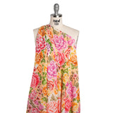 Cotton Crepe - Pink, Peachy Orange and Golden Yellow Patchwork Roses - Mood Exclusive Rosette Haze Print