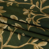 Cotton Crepe - Forest Green and Muted Gold Ornate Floral Vines - Mood Exclusive Gilded Vines Print