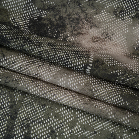 Cotton Crepe - Dark Green and Gray Floral Mesh - Mood Exclusive Dewdrop Dance Print