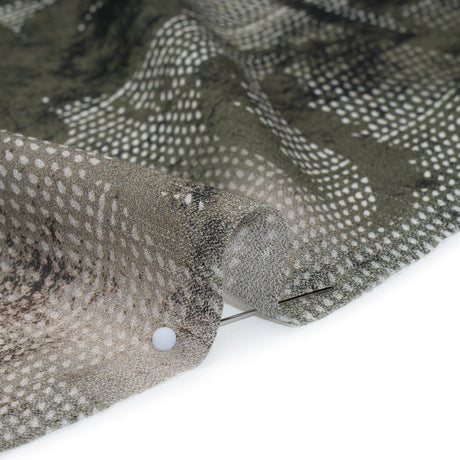 Cotton Crepe - Dark Green and Gray Floral Mesh - Mood Exclusive Dewdrop Dance Print