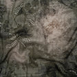 Cotton Crepe - Dark Green and Gray Floral Mesh - Mood Exclusive Dewdrop Dance Print