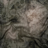 Cotton Crepe - Dark Green and Gray Floral Mesh - Mood Exclusive Dewdrop Dance Print