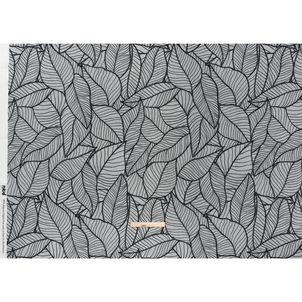 Cotton Crepe - Black and White Embroidered Net Leaves - Mood Exclusive Terrestrial Tesserae Print