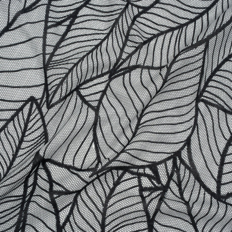 Cotton Crepe - Black and White Embroidered Net Leaves - Mood Exclusive Terrestrial Tesserae Print