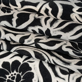 Cotton Crepe - Black and Cream Outlined Flowers - Mood Exclusive Pressed Petals Print