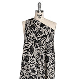 Cotton Crepe - Black and Cream Outlined Flowers - Mood Exclusive Pressed Petals Print