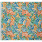Cotton Crepe - Green, Blue and Orange Watercolor Leaves - Mood Exclusive Cascading Canopy Print