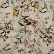 Cotton Crepe - Beige and Green Fruiting Branches and Flowers - Mood Exclusive Orchard's Edges Print