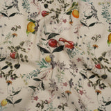 Cotton Crepe - Beige and Green Fruiting Branches and Flowers - Mood Exclusive Orchard's Edges Print