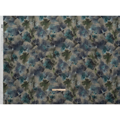 Cotton Crepe - Gray, Olive and Dark Blue Abstract Watercolor - Mood Exclusive Flowing Horizons Print
