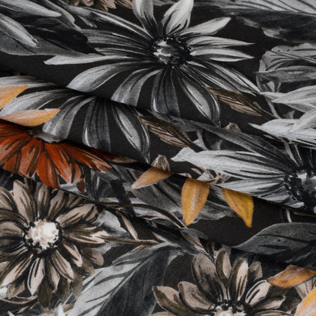 Cotton Crepe - Gray, Yellow and Red Florals - Mood Exclusive Fated Florals Print
