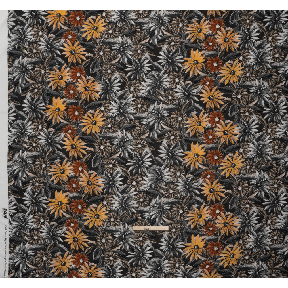 Cotton Crepe - Gray, Yellow and Red Florals - Mood Exclusive Fated Florals Print