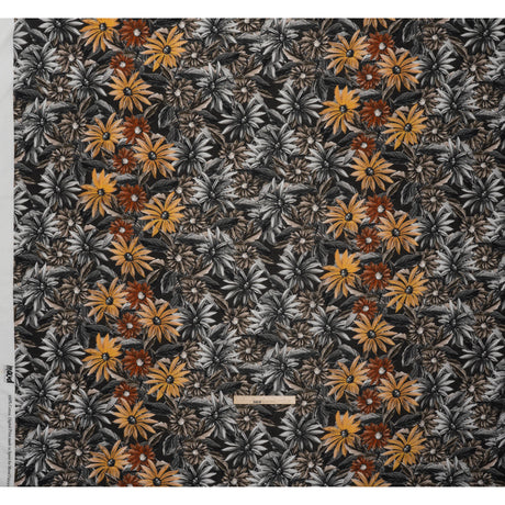 Cotton Crepe - Gray, Yellow and Red Florals - Mood Exclusive Fated Florals Print
