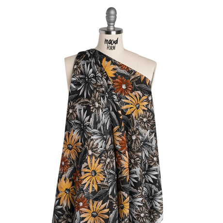 Cotton Crepe - Gray, Yellow and Red Florals - Mood Exclusive Fated Florals Print