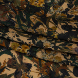 Cotton Crepe - Dark Green, Pale Golden Yellow and Red Brown Floral - Mood Exclusive Golden Grove Print