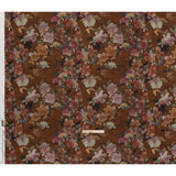 Cotton Crepe - Warm Brown, Pink and Green Abstracted Florals - Mood Exclusive Botanic Breeze Print