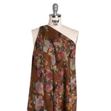 Cotton Crepe - Warm Brown, Pink and Green Abstracted Florals - Mood Exclusive Botanic Breeze Print
