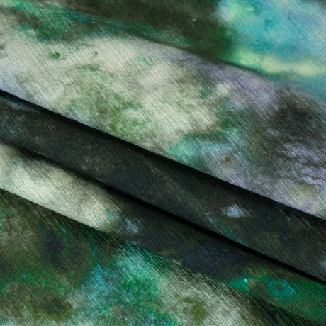 Slubbed Gauzy Cotton Woven - Blue, Green and Lavender Abstract Painting - Mood Exclusive Celestial Drift Print