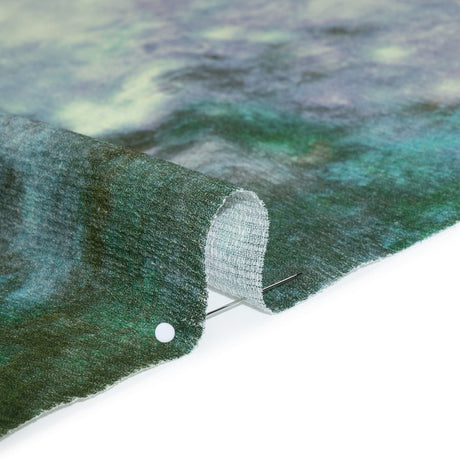 Slubbed Gauzy Cotton Woven - Blue, Green and Lavender Abstract Painting - Mood Exclusive Celestial Drift Print