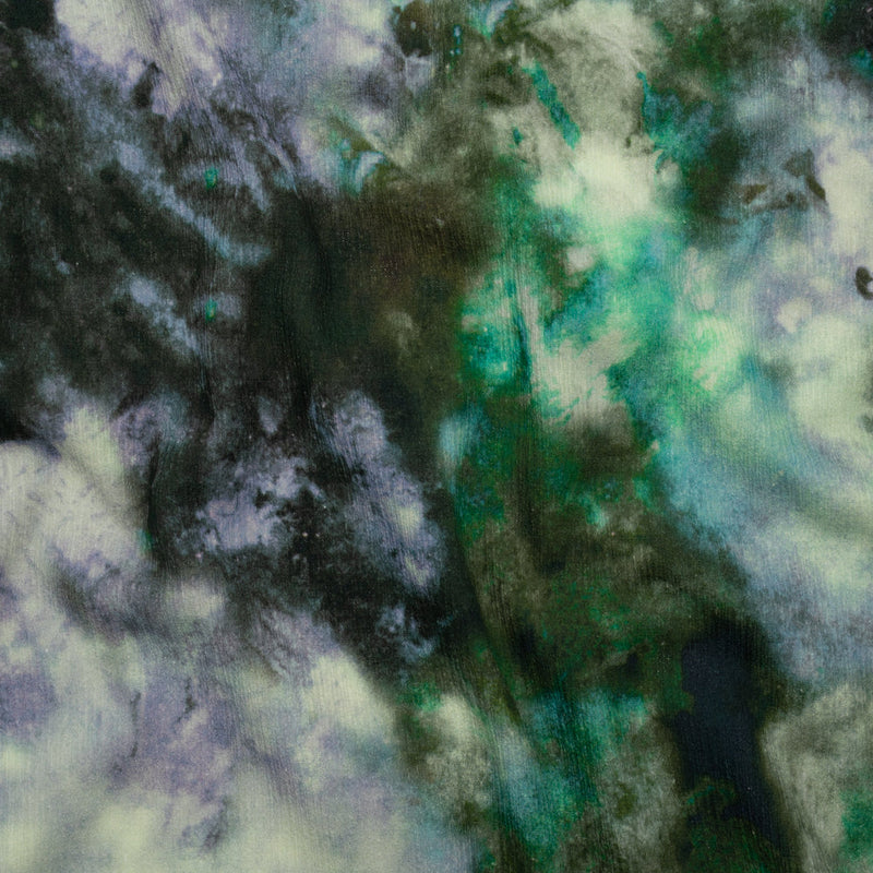 Slubbed Gauzy Cotton Woven - Blue, Green and Lavender Abstract Painting - Mood Exclusive Celestial Drift Print