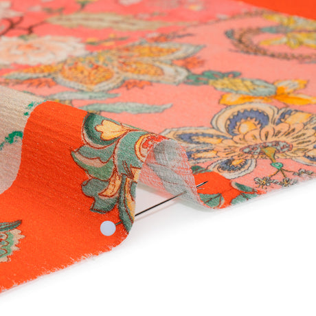 Slubbed Gauzy Cotton Woven - Orange, Pink and Yellow Paisley and Floral Patchwork - Mood Exclusive Petal Patchwork Print