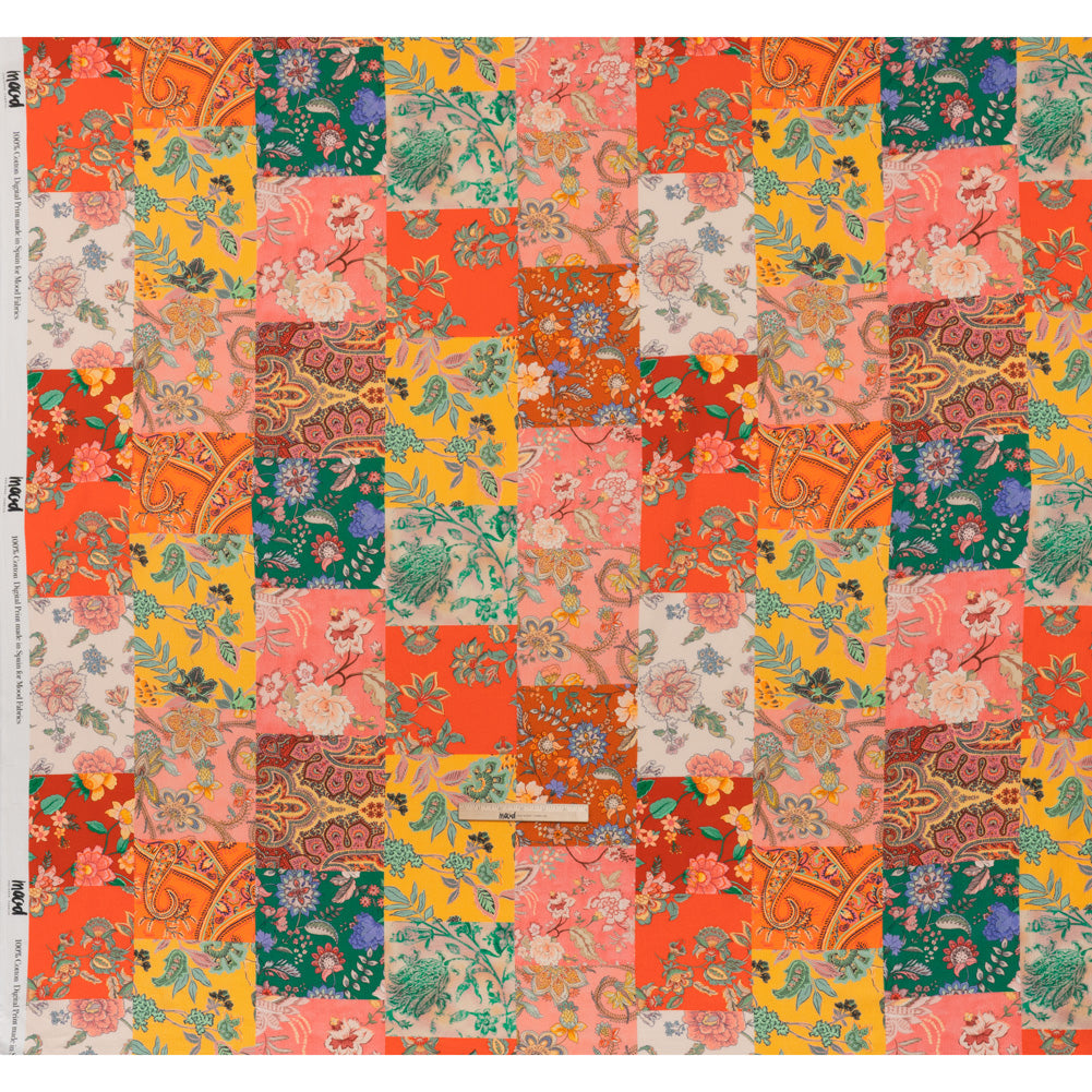Slubbed Gauzy Cotton Woven - Orange, Pink and Yellow Paisley and Floral Patchwork - Mood Exclusive Petal Patchwork Print