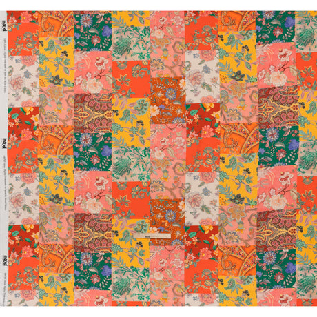 Slubbed Gauzy Cotton Woven - Orange, Pink and Yellow Paisley and Floral Patchwork - Mood Exclusive Petal Patchwork Print