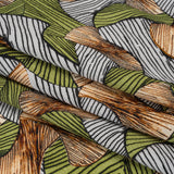 Slubbed Gauzy Cotton Woven - Green, Brown and White Abstract - Mood Exclusive Tantric Tessellations Print