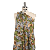 Slubbed Gauzy Cotton Woven - Green, Brown and White Abstract - Mood Exclusive Tantric Tessellations Print