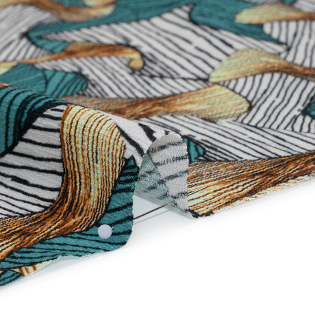 Slubbed Gauzy Cotton Woven - Blue, Brown and White Abstract - Mood Exclusive Tantric Tessellations Print