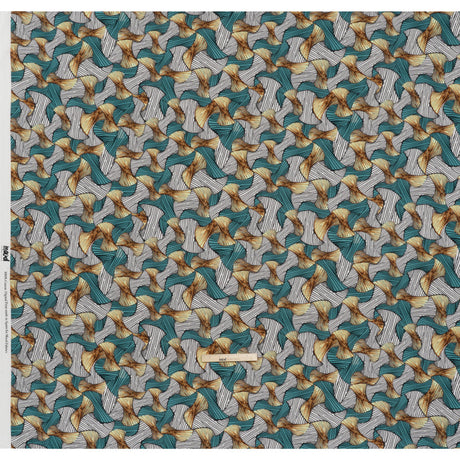 Slubbed Gauzy Cotton Woven - Blue, Brown and White Abstract - Mood Exclusive Tantric Tessellations Print