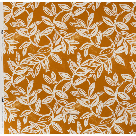 Slubbed Gauzy Cotton Woven - Orange Ochre and Cream Vines - Mood Exclusive Sandswept Tangle Print