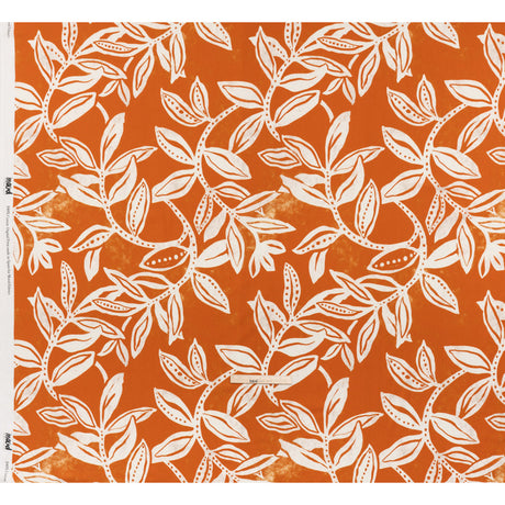 Slubbed Gauzy Cotton Woven - Pumpkin Orange and Cream Vines - Mood Exclusive Sandswept Tangle Print