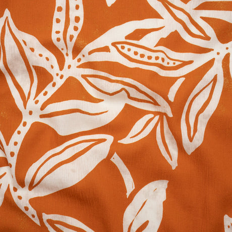 Slubbed Gauzy Cotton Woven - Pumpkin Orange and Cream Vines - Mood Exclusive Sandswept Tangle Print