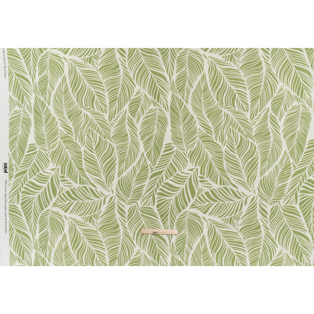 Slubbed Gauzy Cotton Woven - Green and White Leaves - Mood Exclusive Spring Sonnet Print