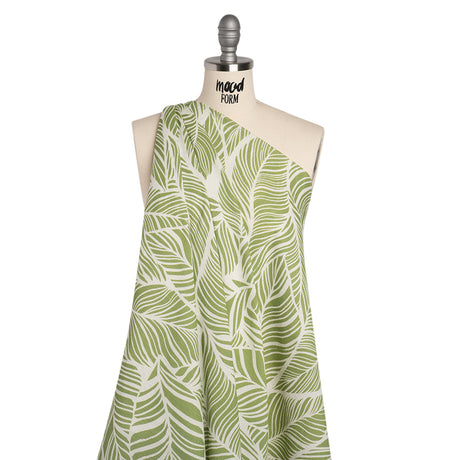 Slubbed Gauzy Cotton Woven - Green and White Leaves - Mood Exclusive Spring Sonnet Print