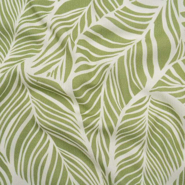 Slubbed Gauzy Cotton Woven - Green and White Leaves - Mood Exclusive Spring Sonnet Print