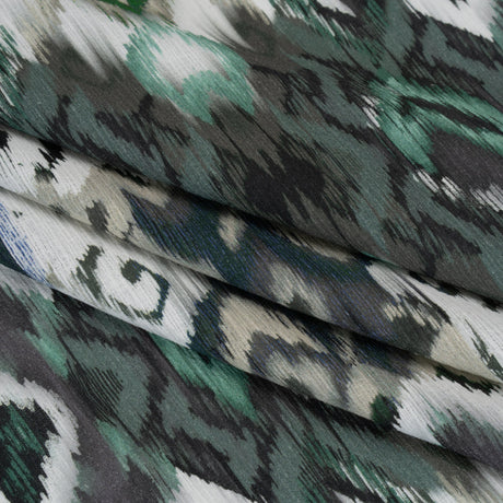 Slubbed Gauzy Cotton Woven - Dark Blue, Seafoam and Beige Ikat Geometrics - Mood Exclusive Atlantis Etchings Print