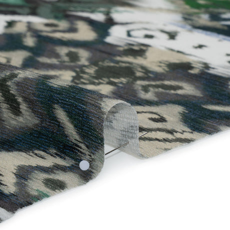 Slubbed Gauzy Cotton Woven - Dark Blue, Seafoam and Beige Ikat Geometrics - Mood Exclusive Atlantis Etchings Print