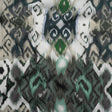 Slubbed Gauzy Cotton Woven - Dark Blue, Seafoam and Beige Ikat Geometrics - Mood Exclusive Atlantis Etchings Print