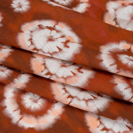 Slubbed Gauzy Cotton Woven - Red, Peach and White Tie Dye Flowers - Mood Exclusive Dandelion Daydream Print