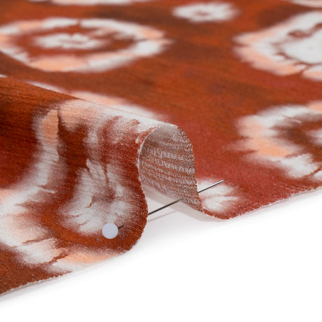 Slubbed Gauzy Cotton Woven - Red, Peach and White Tie Dye Flowers - Mood Exclusive Dandelion Daydream Print