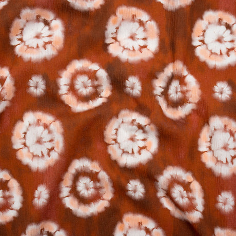 Slubbed Gauzy Cotton Woven - Red, Peach and White Tie Dye Flowers - Mood Exclusive Dandelion Daydream Print