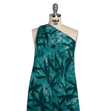 Slubbed Gauzy Cotton Woven - Teal and Turquoise Leaves on Tie Dye - Mood Exclusive Submerged Serenity Print