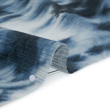 Slubbed Gauzy Cotton Woven - Denim Blue and White Tie Dye - Mood Exclusive Rorschach Revelations Print