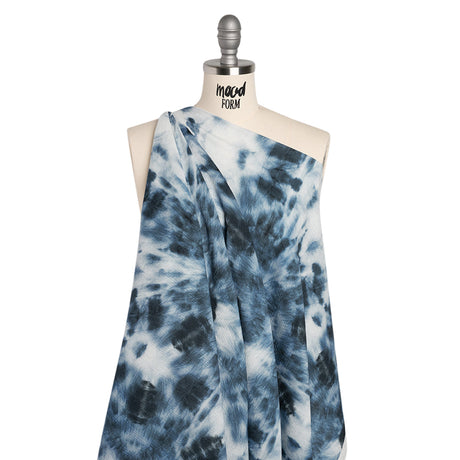 Slubbed Gauzy Cotton Woven - Denim Blue and White Tie Dye - Mood Exclusive Rorschach Revelations Print