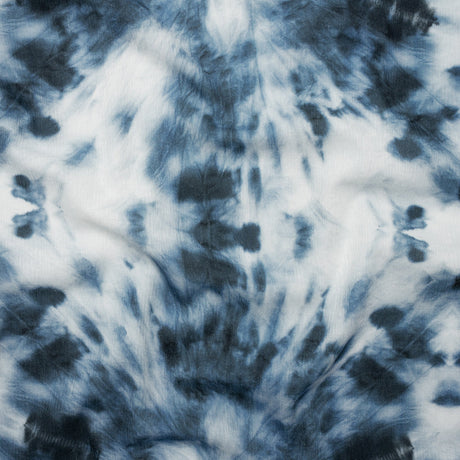 Slubbed Gauzy Cotton Woven - Denim Blue and White Tie Dye - Mood Exclusive Rorschach Revelations Print