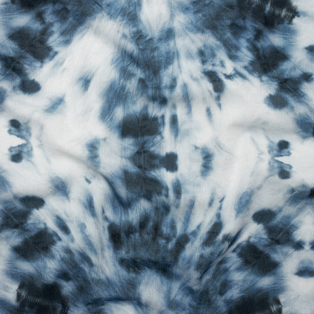 Slubbed Gauzy Cotton Woven - Denim Blue and White Tie Dye - Mood Exclusive Rorschach Revelations Print